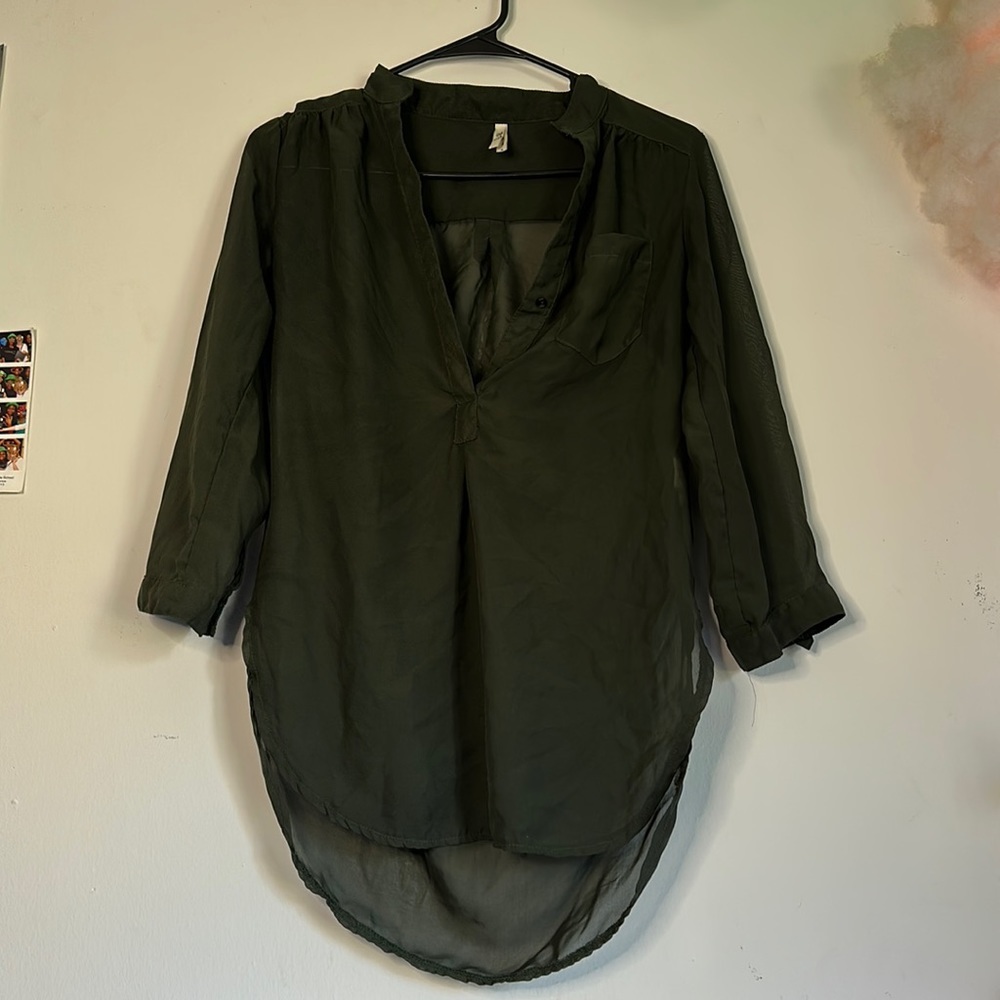 Green mesh blouse